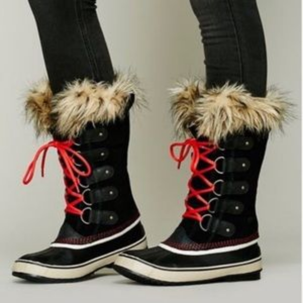 Sorel Joan of Arctic Waterproof Boots Faux Fur Cuff Suede Upper